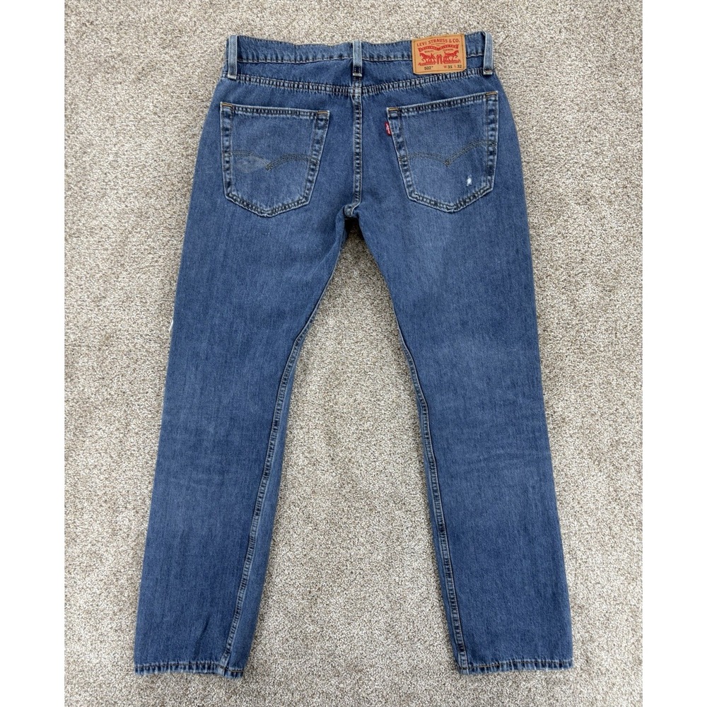 Levis 502 Jeans Men 31x32 Blue Regular Taper Thrashed Distressed Grunge‎ Skater - Picture 2 of 14
